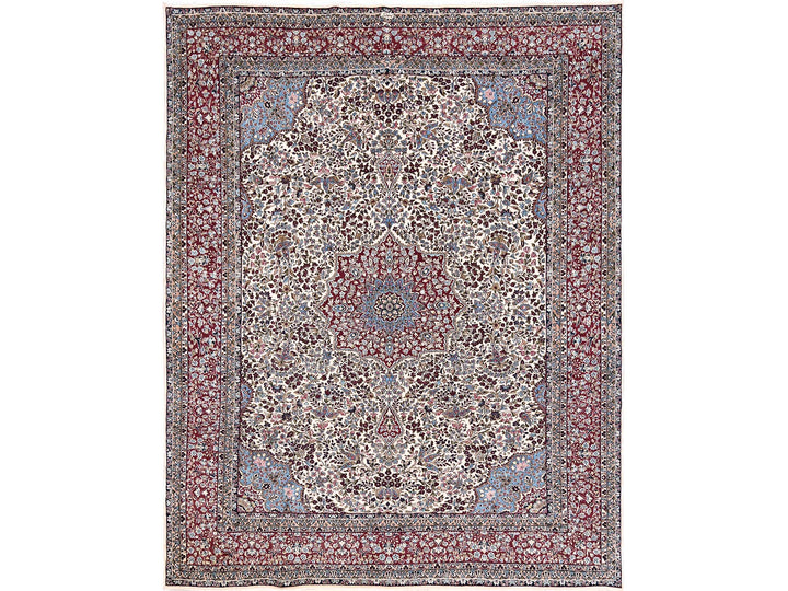 9'10" x 12'7" Vintage Hand Knotted Ivory Wool Rectangle Oriental Rug - MOA1022078