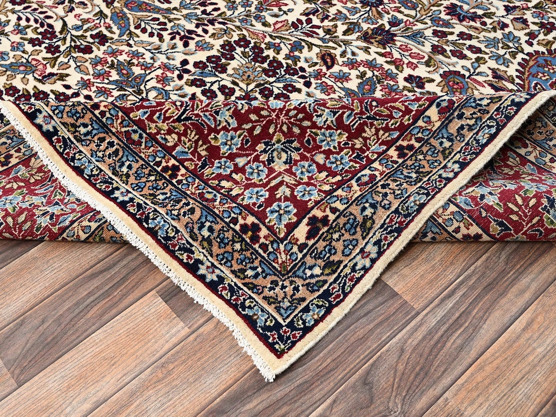 9'10" x 12'7" Vintage Hand Knotted Ivory Wool Rectangle Oriental Rug - MOA1022078