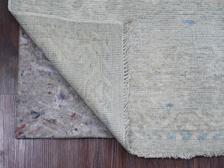 2'8" x 9'8" New Hand Knotted Grey Wool Runner Oriental Rug - MOA10220791
