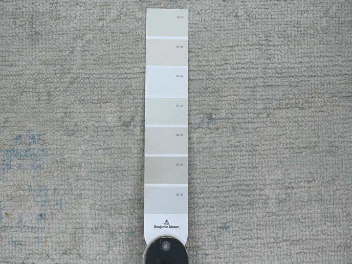2'8" x 9'8" New Hand Knotted Grey Wool Runner Oriental Rug - MOA10220791