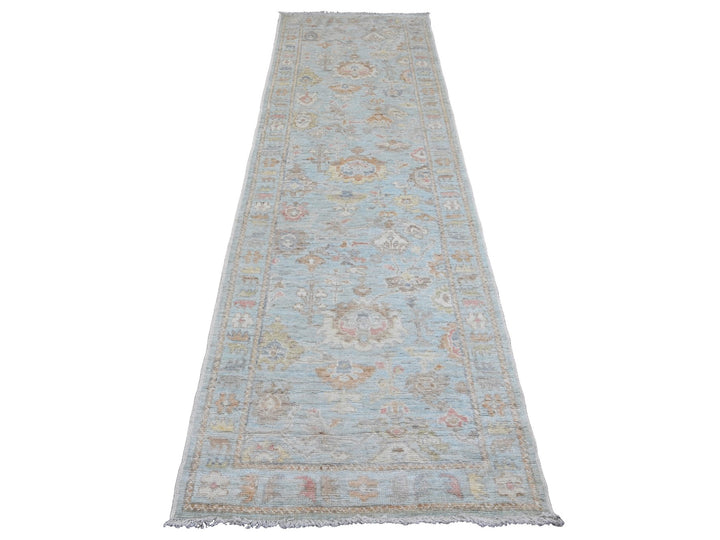 3'0" x 9'6" New Hand Knotted Blue Wool Runner Oriental Rug - MOA10220792