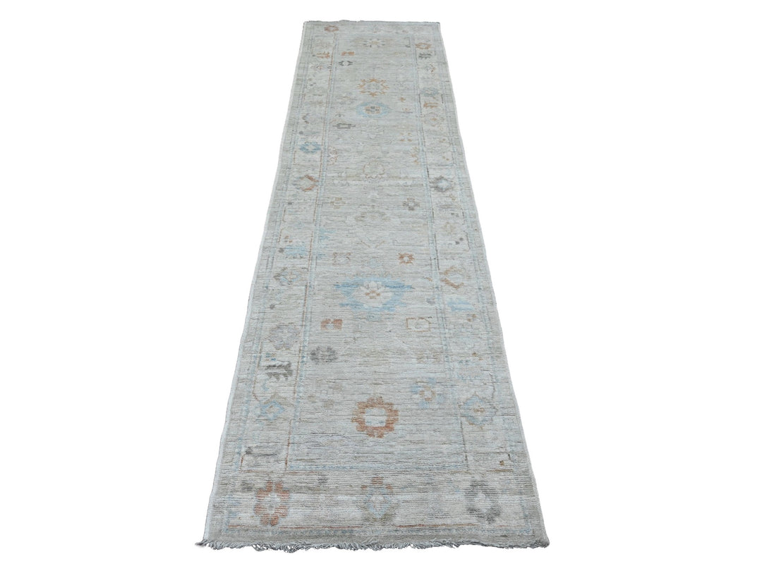 2'7" x 9'8" New Hand Knotted Ivory Wool Runner Oriental Rug - MOA10220793