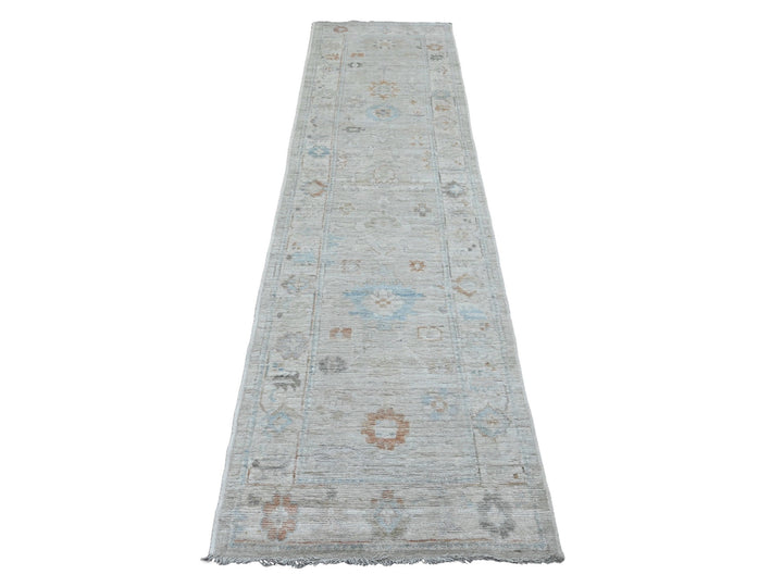 2'7" x 9'8" New Hand Knotted Ivory Wool Runner Oriental Rug - MOA10220793