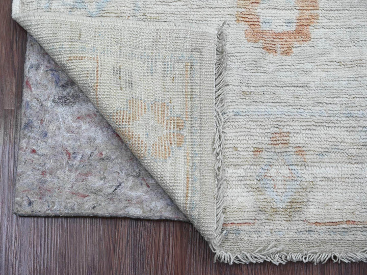2'7" x 9'8" New Hand Knotted Ivory Wool Runner Oriental Rug - MOA10220793