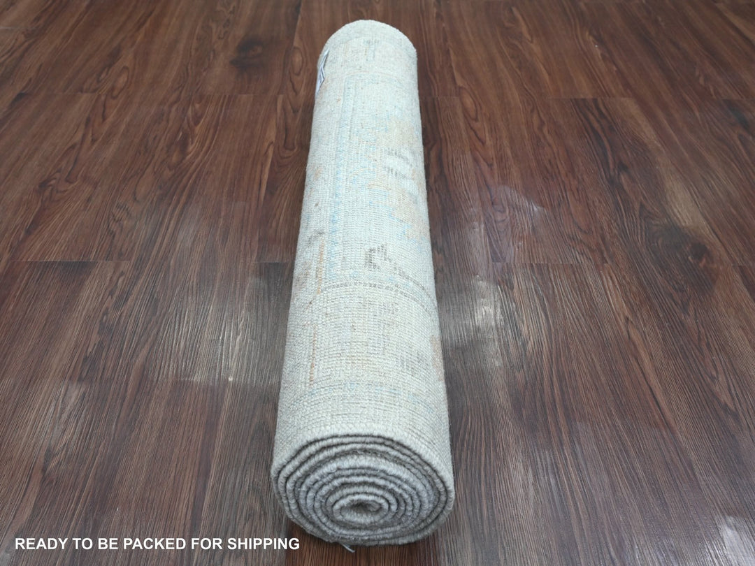 2'7" x 9'8" New Hand Knotted Ivory Wool Runner Oriental Rug - MOA10220793