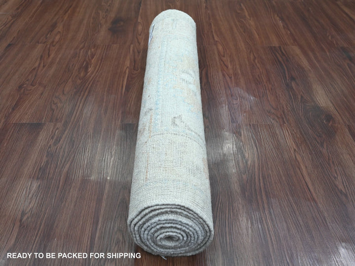 2'7" x 9'8" New Hand Knotted Ivory Wool Runner Oriental Rug - MOA10220793