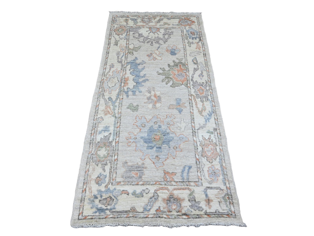 2'10" x 5'10" New Hand Knotted Grey Wool Runner Oriental Rug - MOA10220794