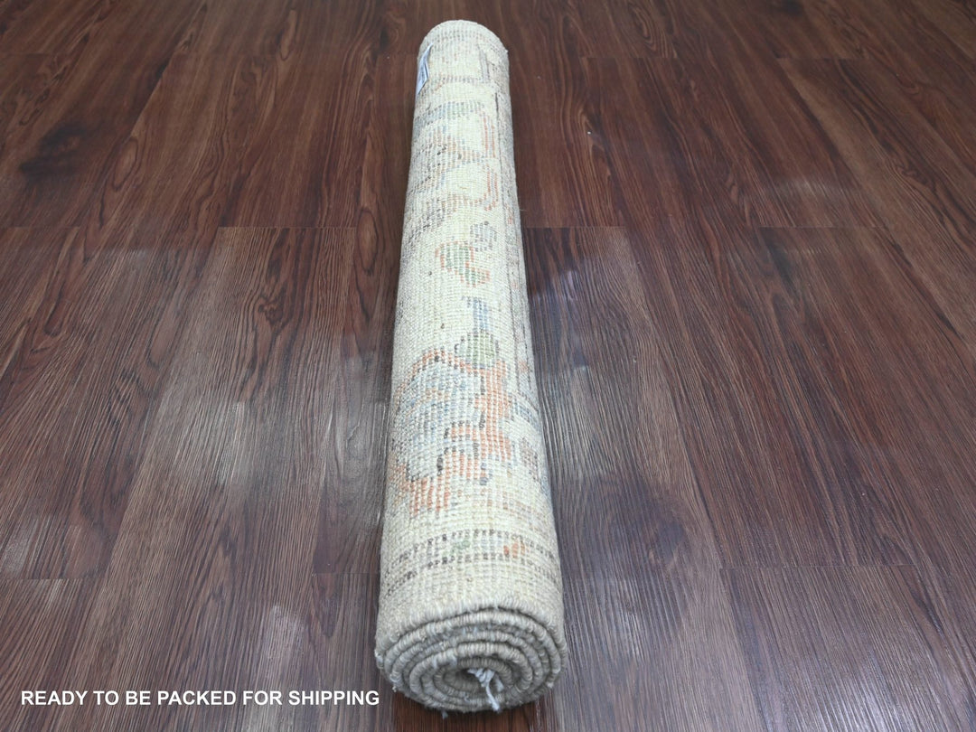 2'10" x 5'10" New Hand Knotted Grey Wool Runner Oriental Rug - MOA10220794