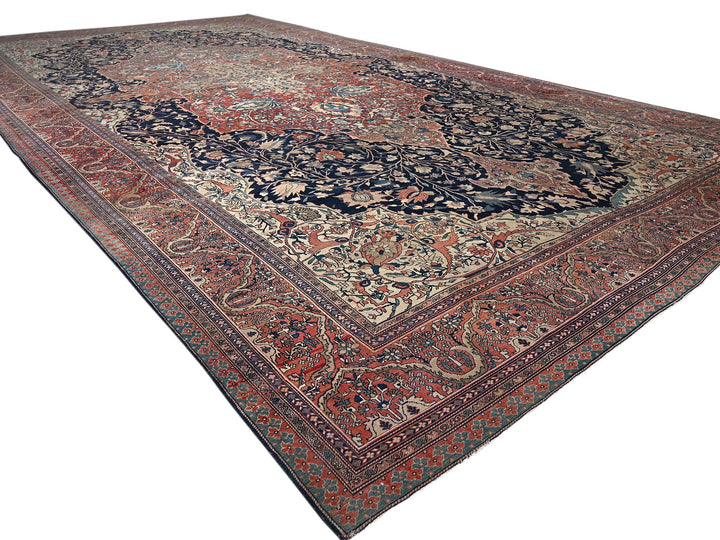 14'0" x 25'9" Vintage Hand Knotted Red Wool Rectangle Oriental Rug - MOA1022079