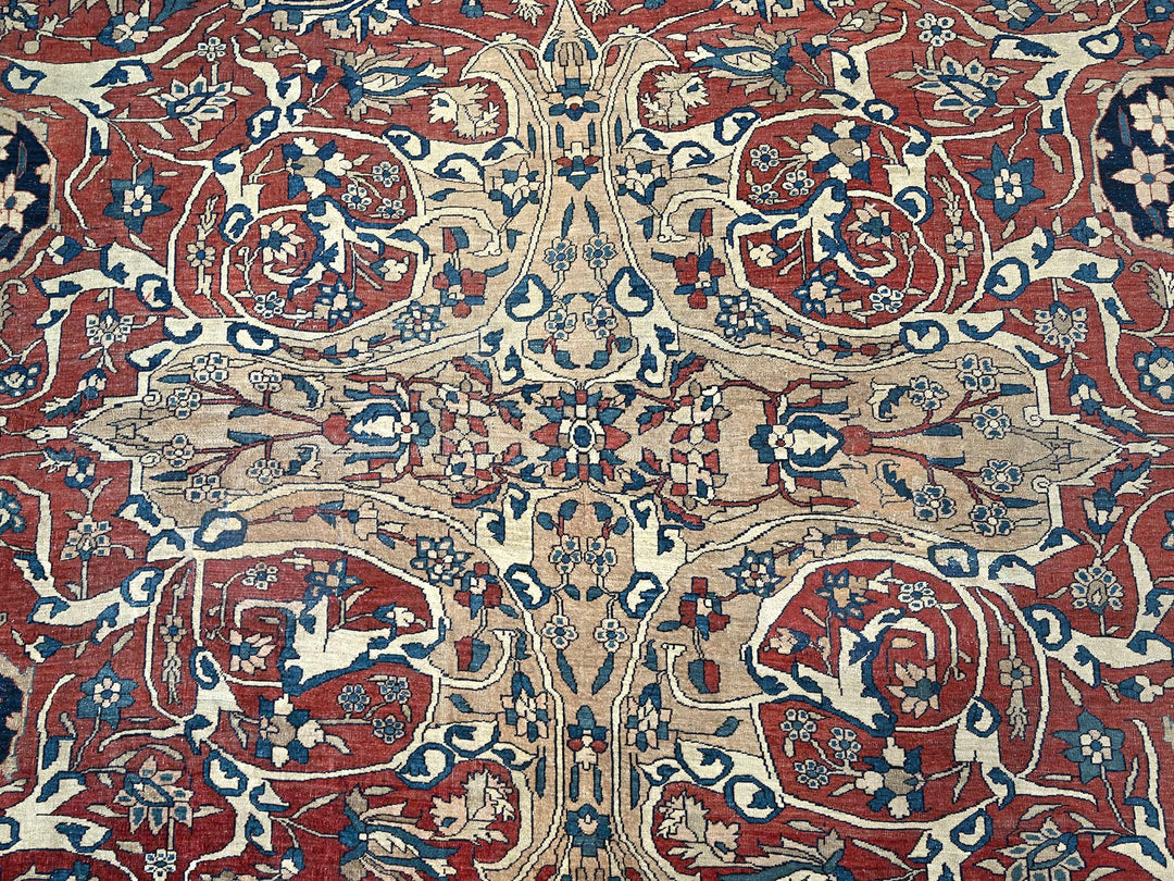 14'0" x 25'9" Vintage Hand Knotted Red Wool Rectangle Oriental Rug - MOA1022079