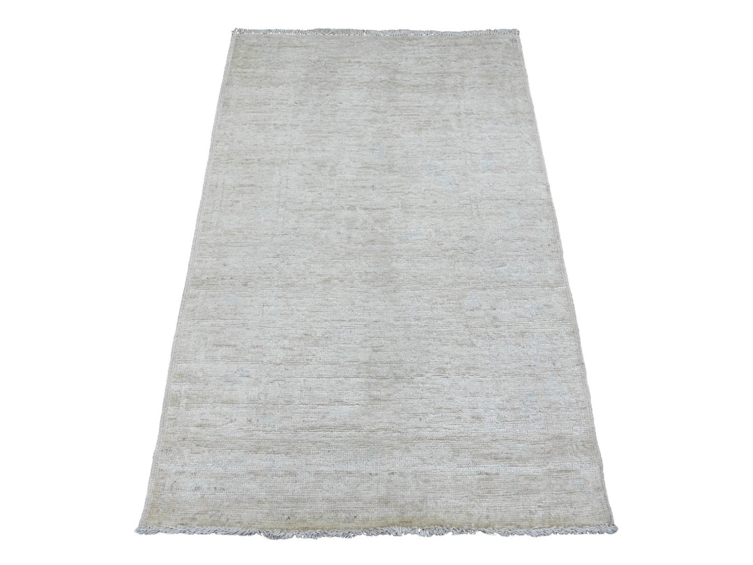 3'3" x 4'11" New Hand Knotted Ivory Wool Rectangle Oriental Rug - MOA10220801