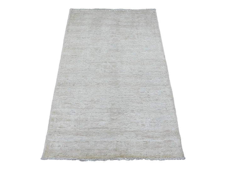 3'3" x 4'11" New Hand Knotted Ivory Wool Rectangle Oriental Rug - MOA10220801