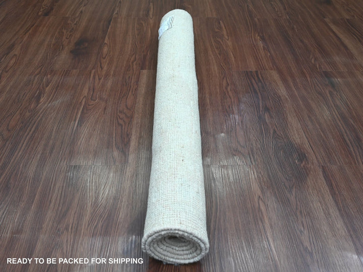 3'3" x 4'11" New Hand Knotted Ivory Wool Rectangle Oriental Rug - MOA10220801