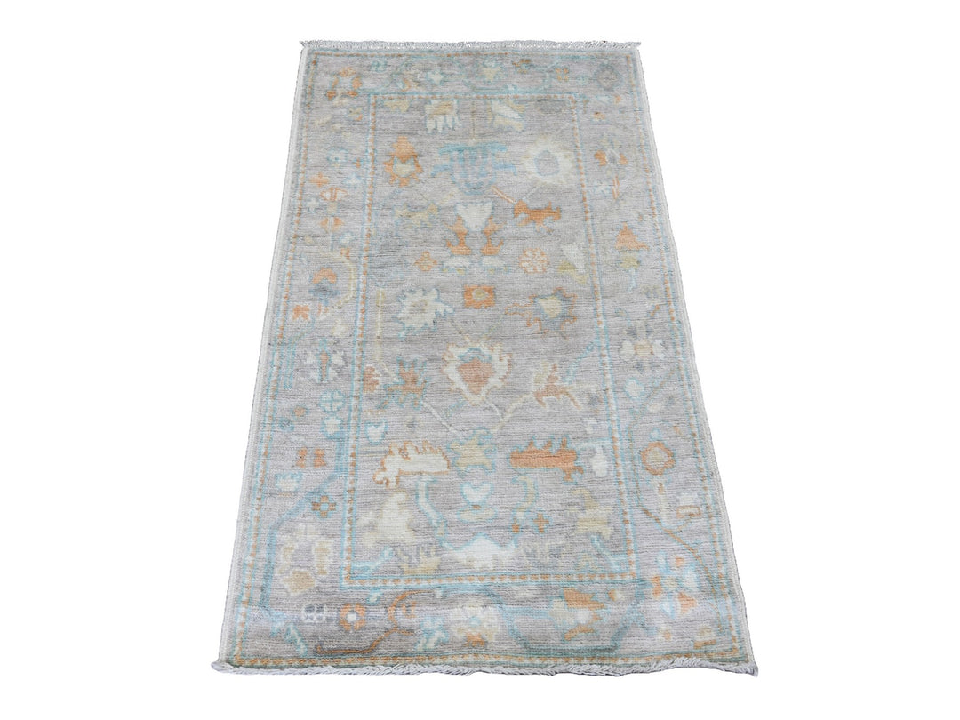 2'10" x 4'9" New Hand Knotted Grey Wool Rectangle Oriental Rug - MOA10220805