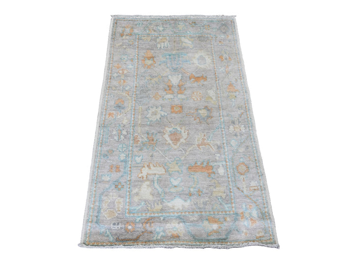 2'10" x 4'9" New Hand Knotted Grey Wool Rectangle Oriental Rug - MOA10220805
