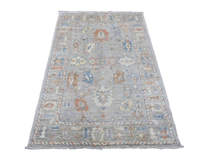 4'2" x 6'0" New Hand Knotted Grey Wool Rectangle Oriental Rug - MOA10220808
