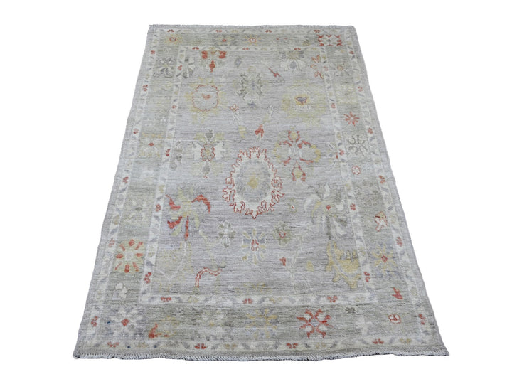 3'11" x 5'9" New Hand Knotted Grey Wool Rectangle Oriental Rug - MOA10220809