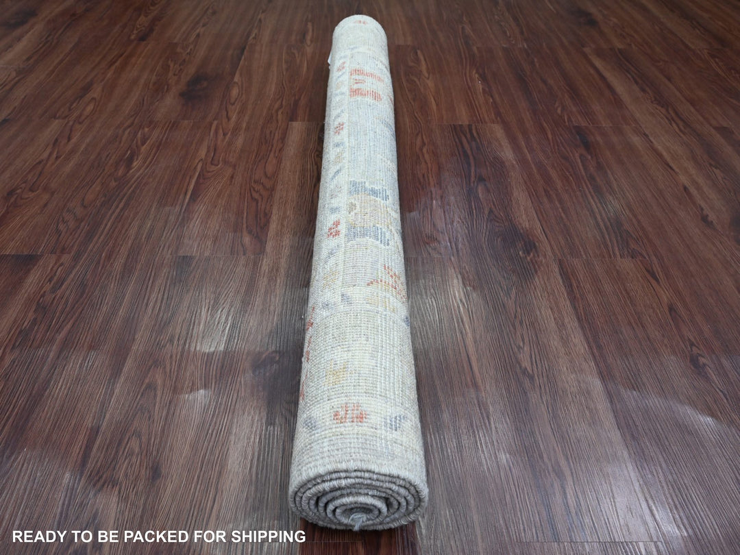 3'11" x 5'9" New Hand Knotted Grey Wool Rectangle Oriental Rug - MOA10220809