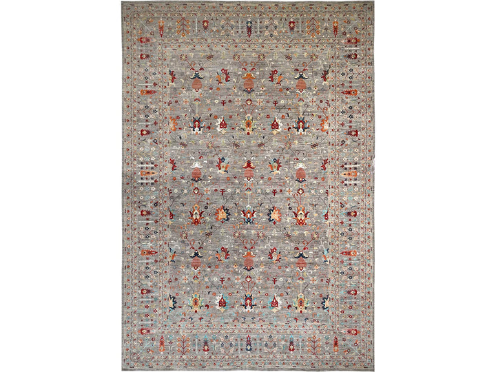 18'3" x 23'9" New Hand Knotted Grey Wool Rectangle Oriental Rug - MOA1022080