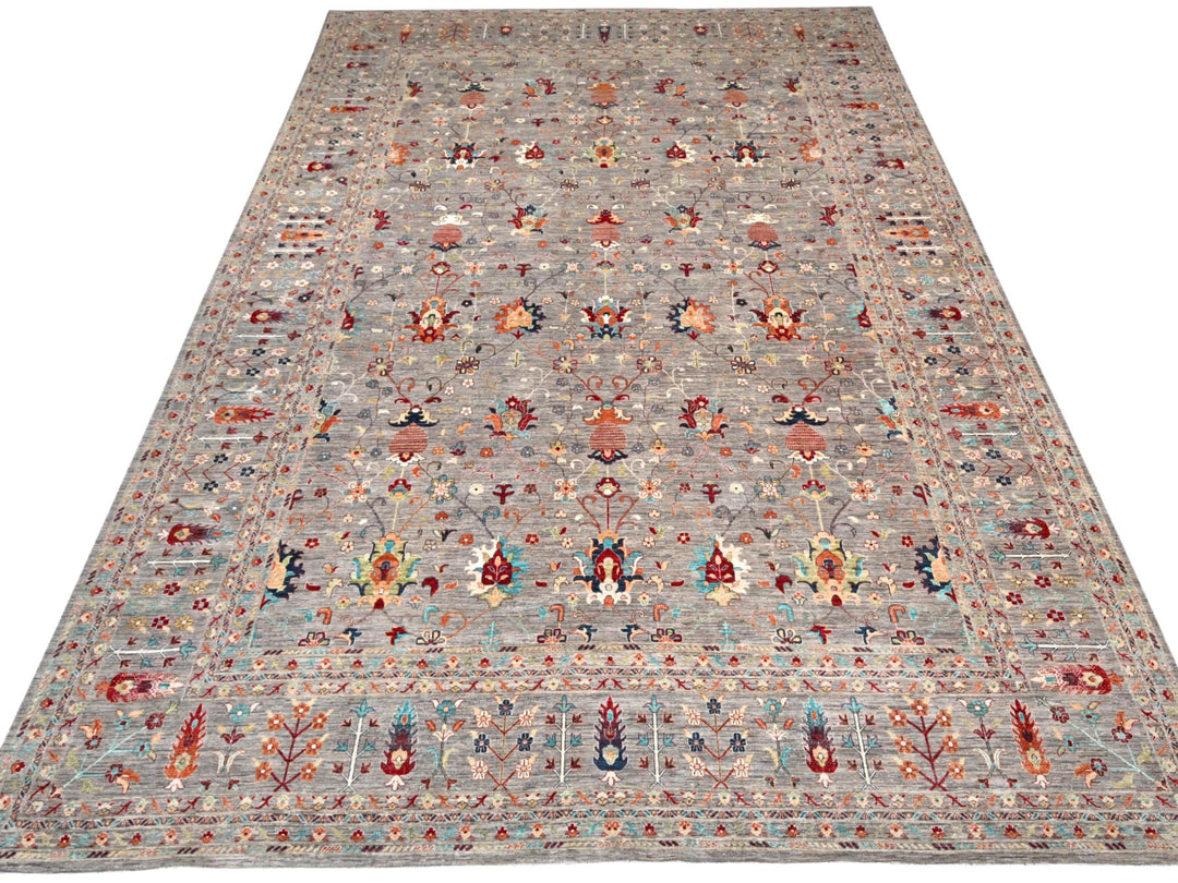 18'3" x 23'9" New Hand Knotted Grey Wool Rectangle Oriental Rug - MOA1022080