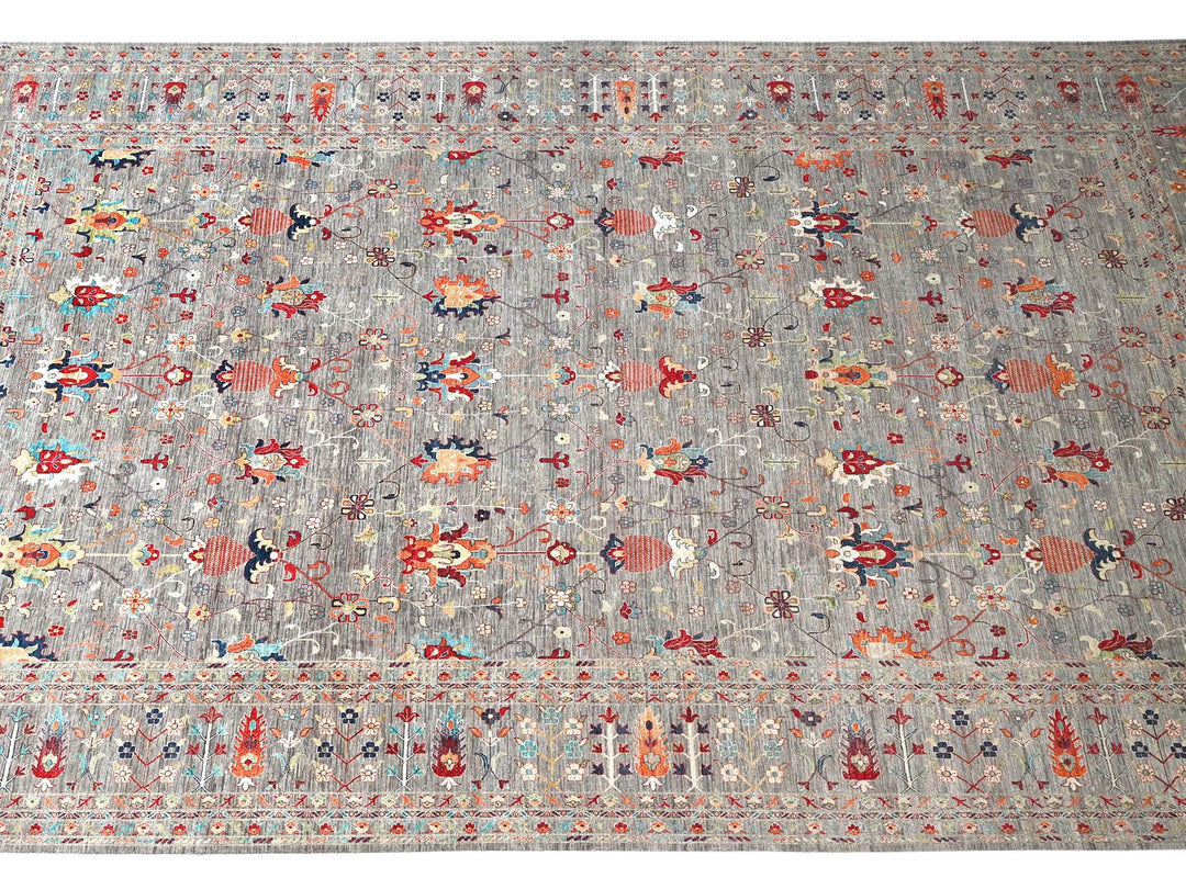 18'3" x 23'9" New Hand Knotted Grey Wool Rectangle Oriental Rug - MOA1022080