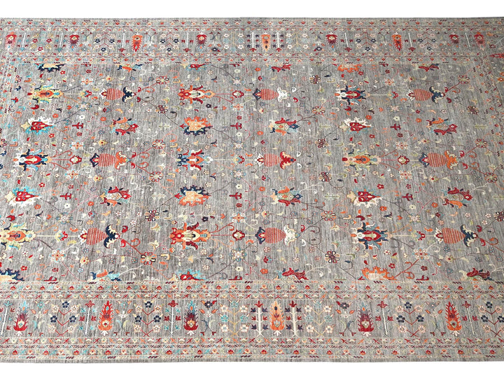 18'3" x 23'9" New Hand Knotted Grey Wool Rectangle Oriental Rug - MOA1022080