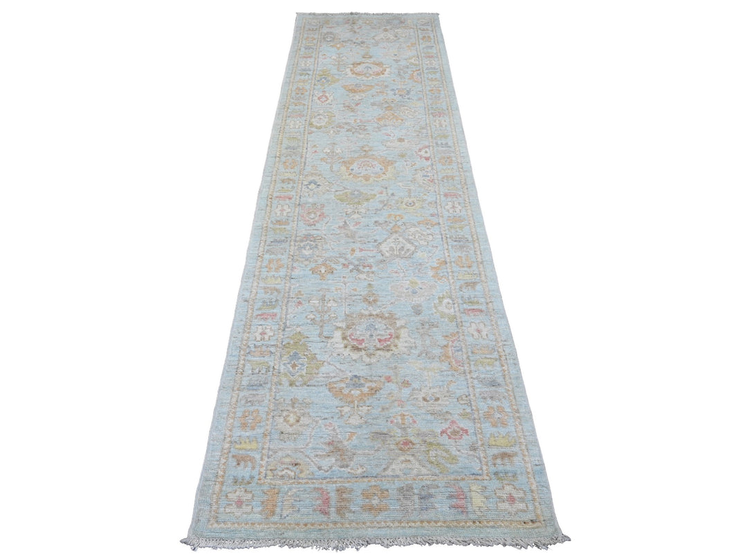 2'10" x 9'10" New Hand Knotted Blue Wool Runner Oriental Rug - MOA10220810