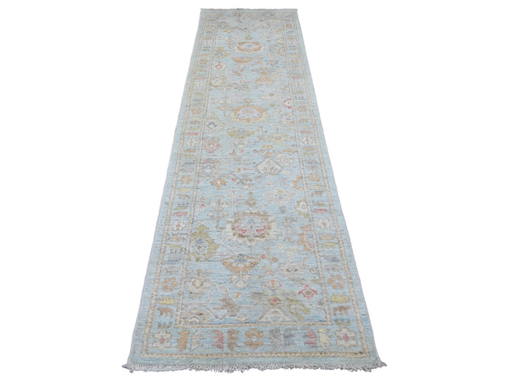 2'10" x 9'10" New Hand Knotted Blue Wool Runner Oriental Rug - MOA10220810