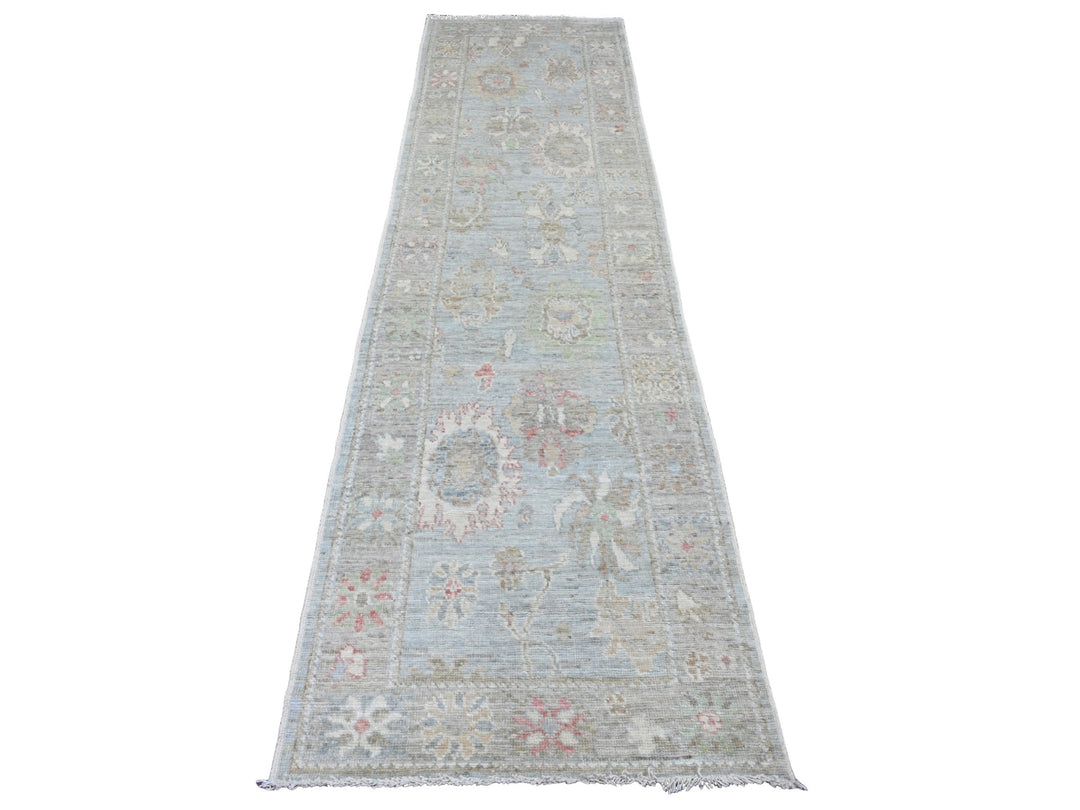2'9" x 10'2" New Hand Knotted Blue Wool Runner Oriental Rug - MOA10220812