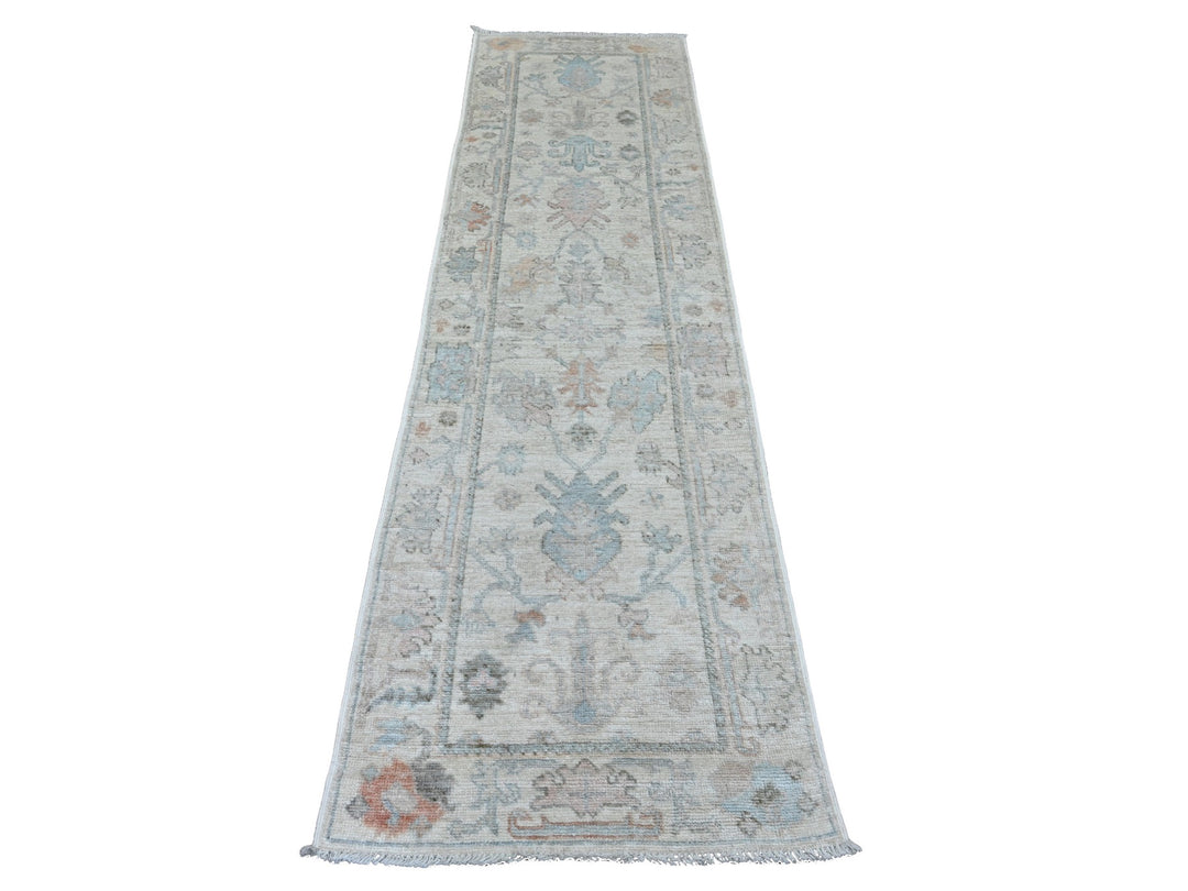 2'7" x 9'6" New Hand Knotted Ivory Wool Runner Oriental Rug - MOA10220813