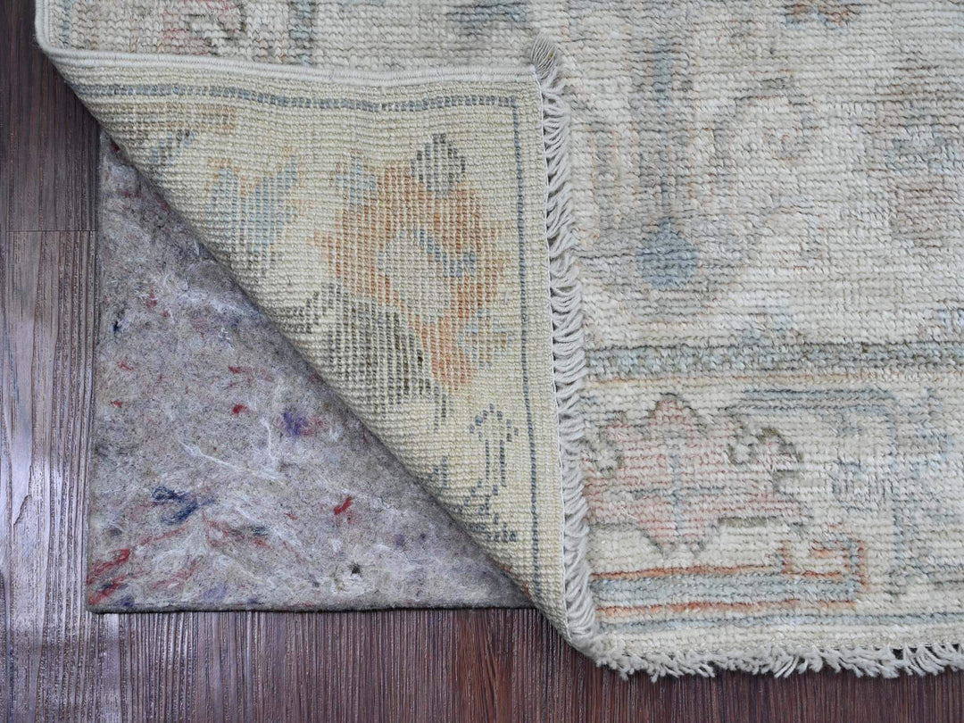2'7" x 9'6" New Hand Knotted Ivory Wool Runner Oriental Rug - MOA10220813