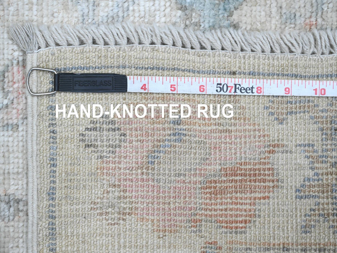 2'7" x 9'6" New Hand Knotted Ivory Wool Runner Oriental Rug - MOA10220813