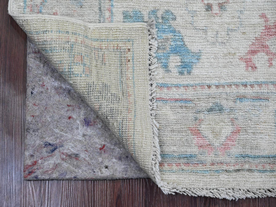 2'9" x 11'7" New Hand Knotted Ivory Wool Runner Oriental Rug - MOA10220814