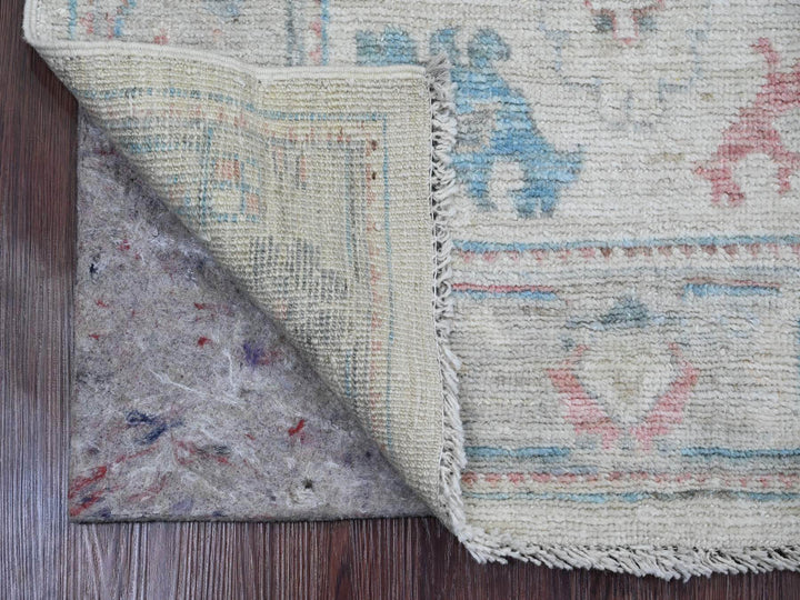 2'9" x 11'7" New Hand Knotted Ivory Wool Runner Oriental Rug - MOA10220814