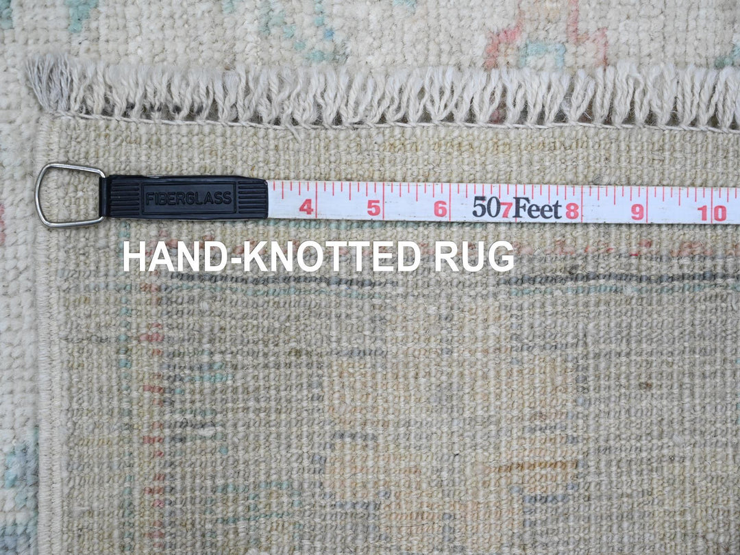 2'9" x 11'7" New Hand Knotted Ivory Wool Runner Oriental Rug - MOA10220814