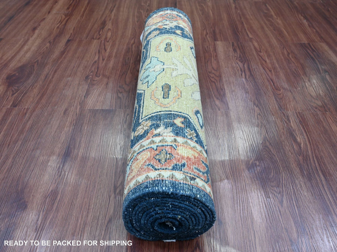 2'7" x 11'9" New Hand Knotted Blue Wool Runner Oriental Rug - MOA10220815