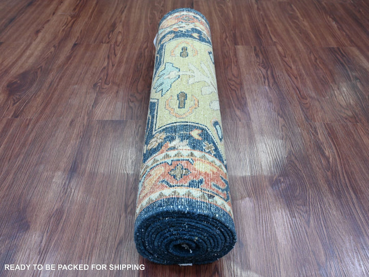 2'7" x 11'9" New Hand Knotted Blue Wool Runner Oriental Rug - MOA10220815