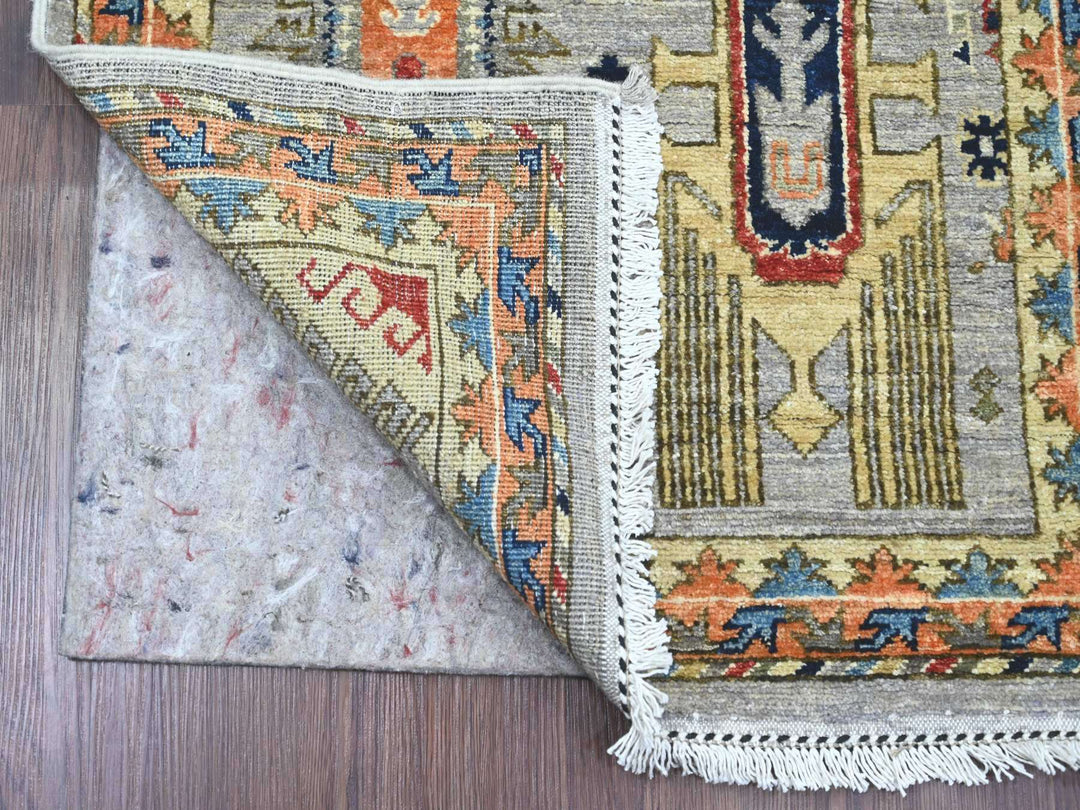 2'5" x 11'11" New Hand Knotted Grey Wool Runner Oriental Rug - MOA10220816