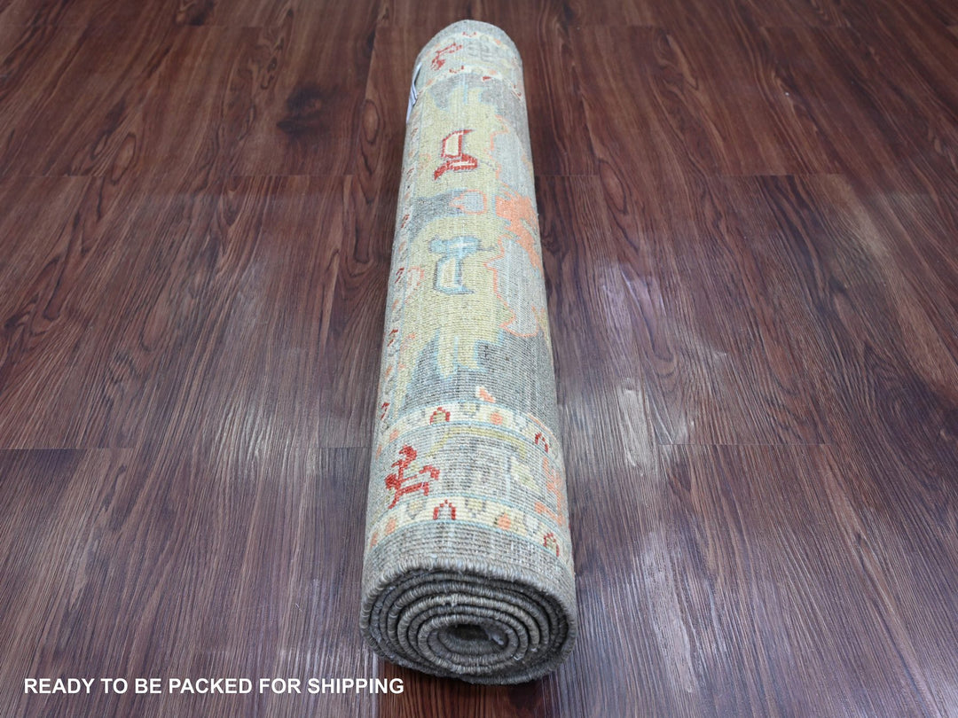 2'8" x 7'8" New Hand Knotted Grey Wool Runner Oriental Rug - MOA10220818