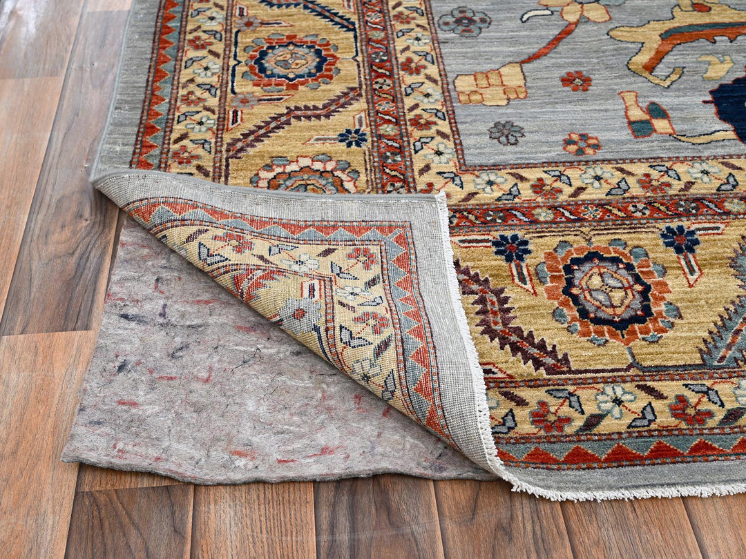 8'9" x 11'10" New Hand Knotted Grey Wool Rectangle Oriental Rug - MOA1022081