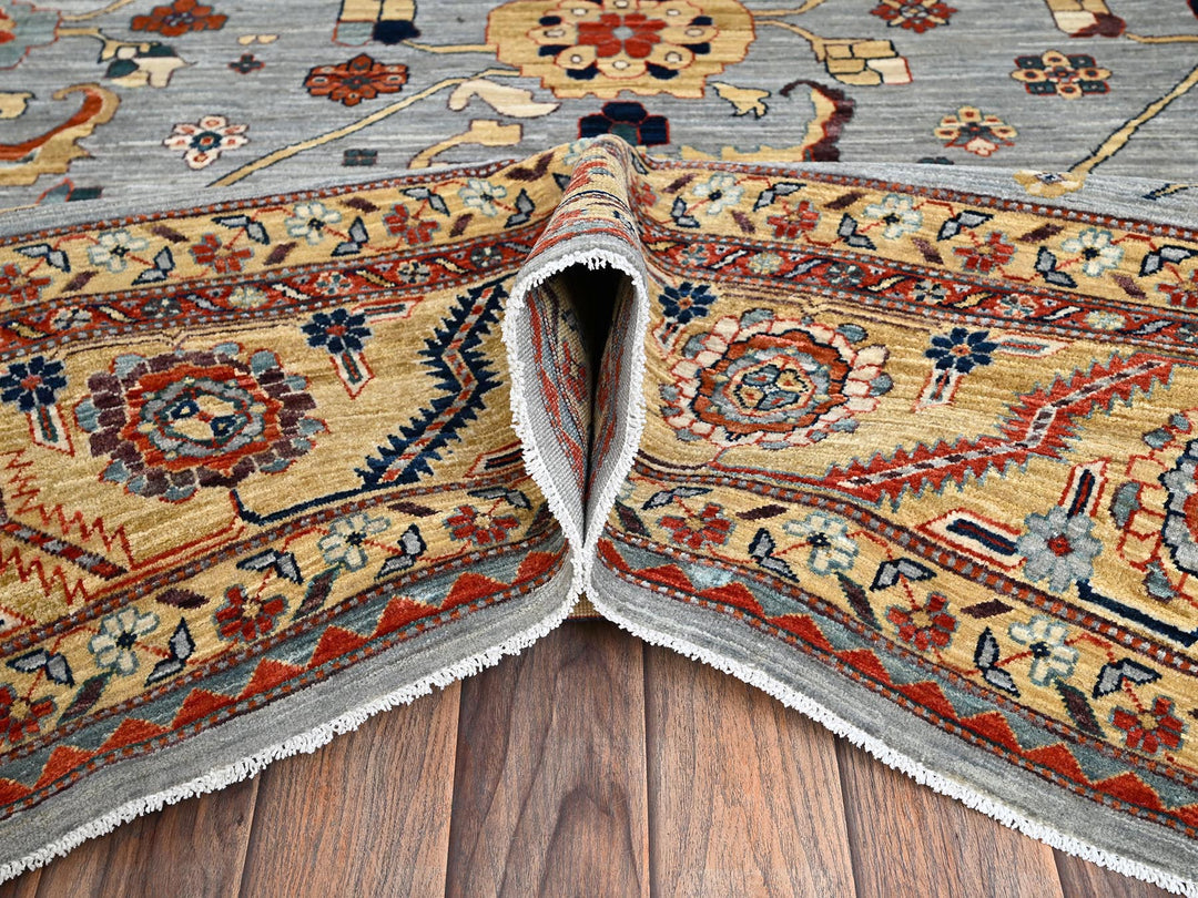 8'9" x 11'10" New Hand Knotted Grey Wool Rectangle Oriental Rug - MOA1022081