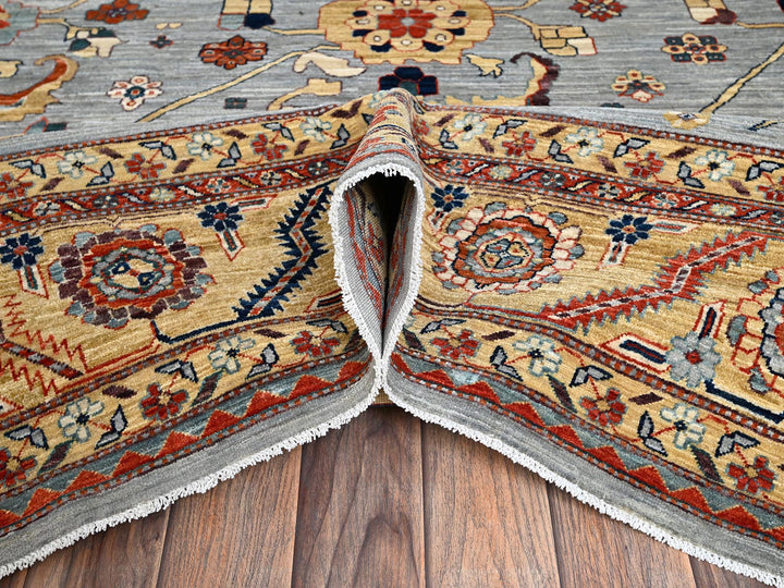 8'9" x 11'10" New Hand Knotted Grey Wool Rectangle Oriental Rug - MOA1022081