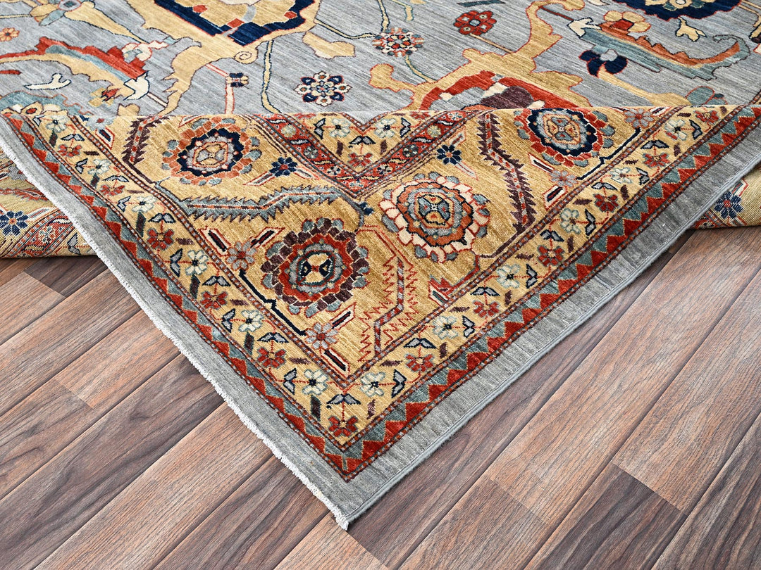 8'9" x 11'10" New Hand Knotted Grey Wool Rectangle Oriental Rug - MOA1022081