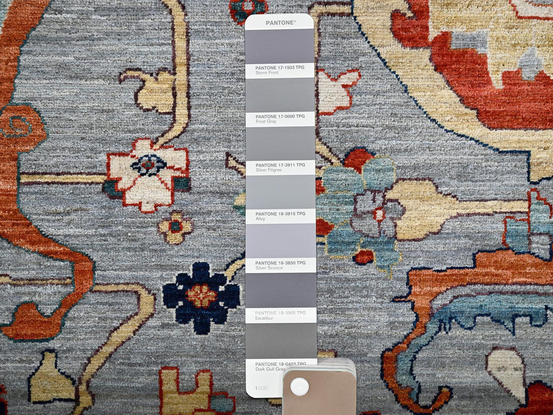 8'9" x 11'10" New Hand Knotted Grey Wool Rectangle Oriental Rug - MOA1022081