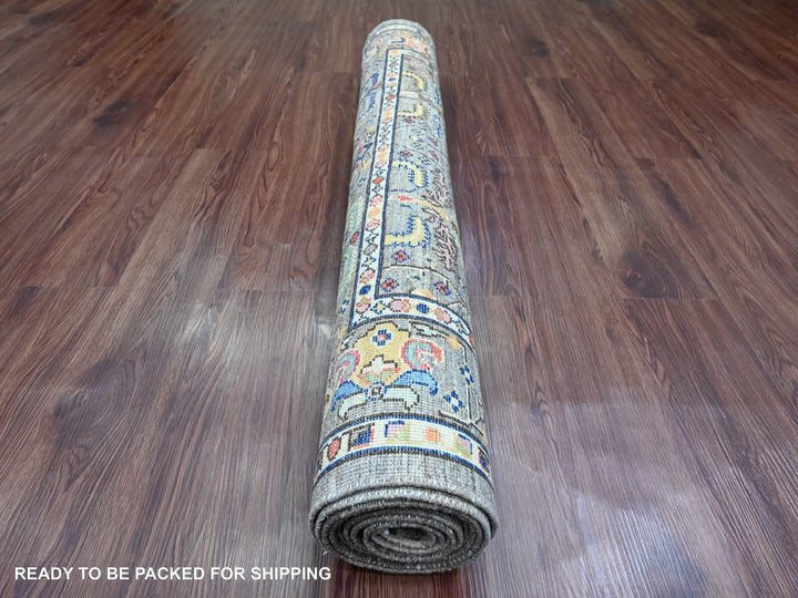 4'1" x 9'8" New Hand Knotted Brown Wool Runner Oriental Rug - MOA10220821