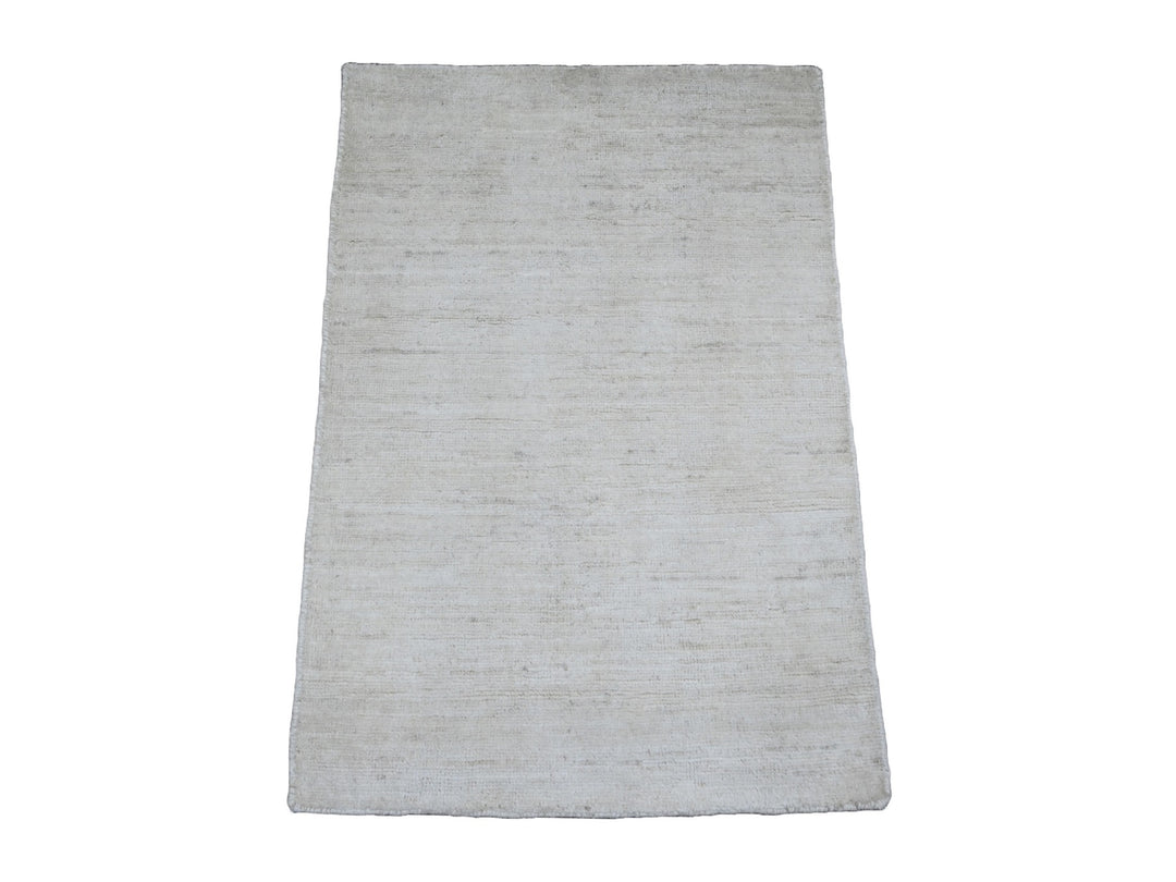 2'0" x 3'0" New Hand Knotted Ivory Wool Rectangle Oriental Rug - MOA10220825
