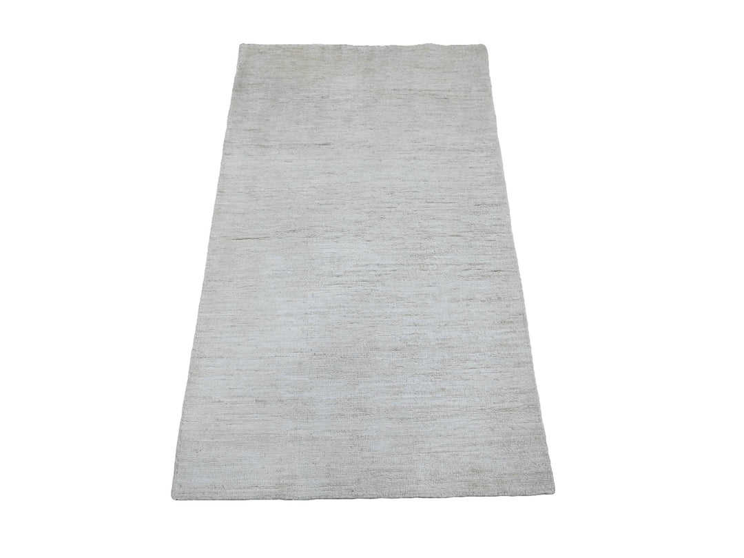2'10" x 4'9" New Hand Knotted Ivory Wool Rectangle Oriental Rug - MOA10220826
