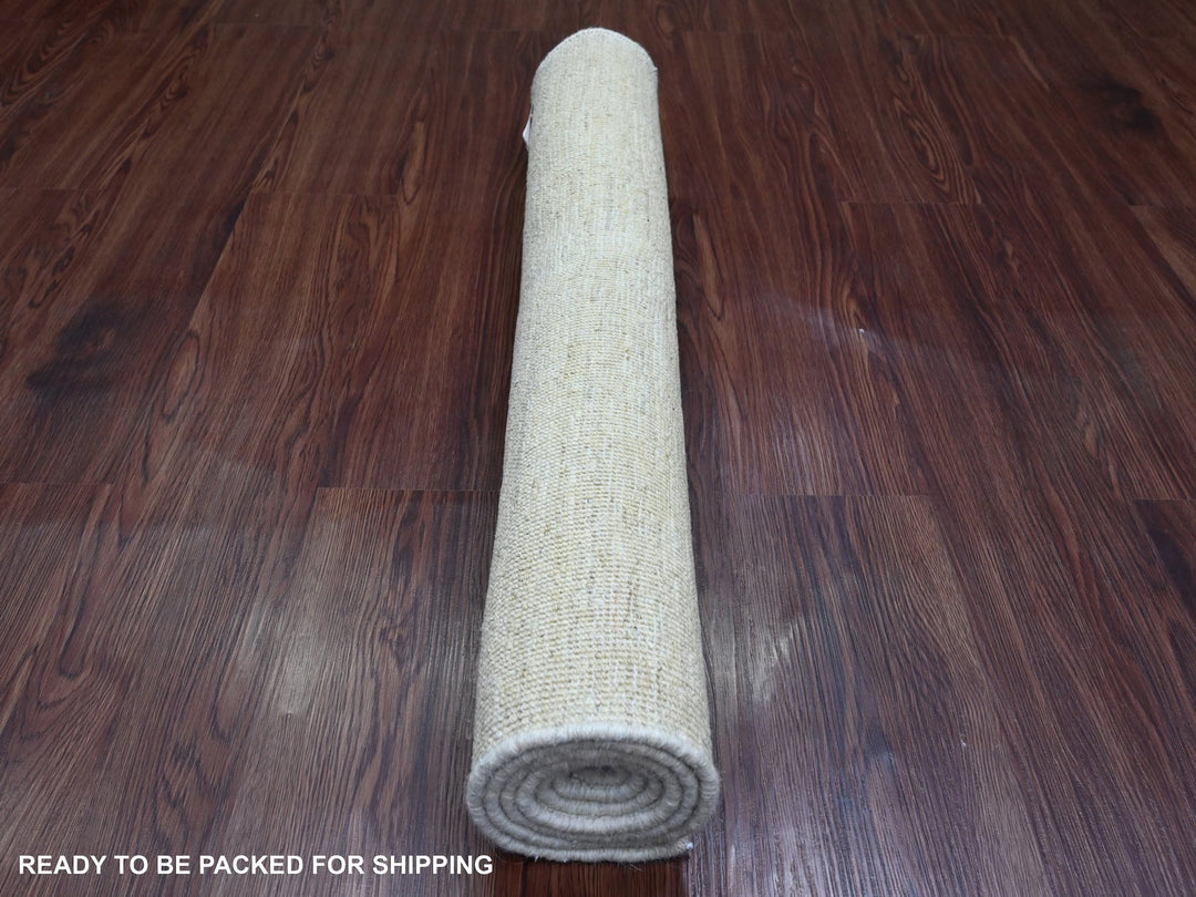2'10" x 4'9" New Hand Knotted Ivory Wool Rectangle Oriental Rug - MOA10220826