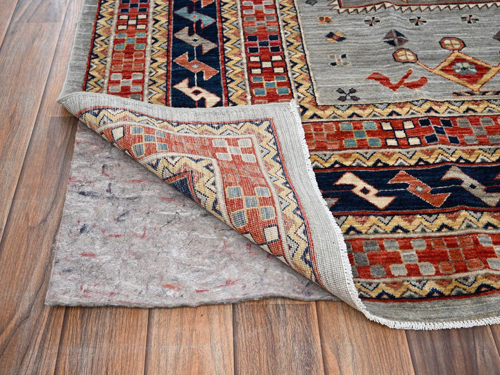 7'10" x 9'9" New Hand Knotted Grey Wool Rectangle Oriental Rug - MOA1022082