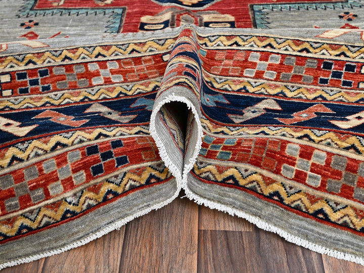 7'10" x 9'9" New Hand Knotted Grey Wool Rectangle Oriental Rug - MOA1022082